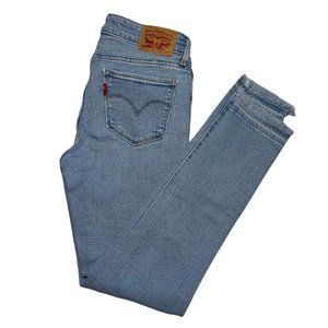 Levi's 711 Skinny Jeans Light Wash Crop Ankle Distress, Size 25